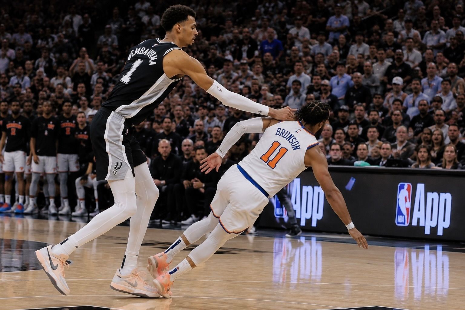 NBA FLAGRANTLY PROTECTING WEMBY? Apparently Shoving Jalen Brunson Is Just "French Customer Service"